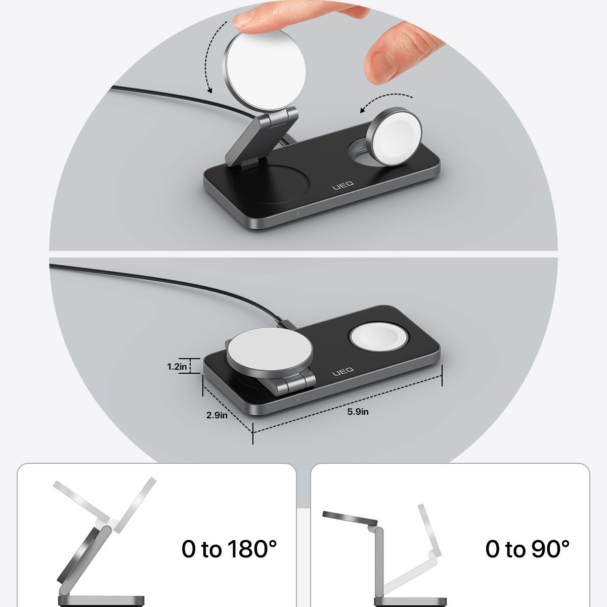 Multi-device Wireless Charger with Magnet: Ideal for Headphones, Smartwatches, Cellphones