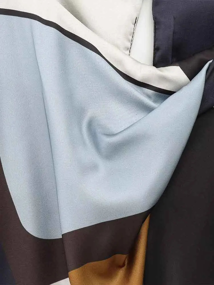 European style womens fashionable warm satin texture printed short sleeved midi dress 250401