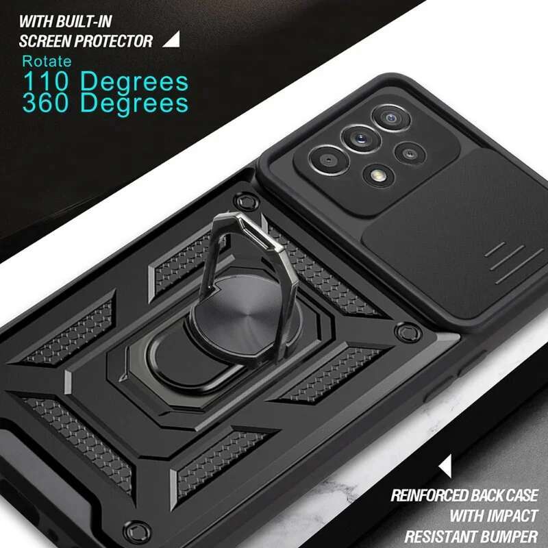 Armor Slide Camera Lens Case For Samsung Galaxy S24 S22 S21 Plus Note 20 Ultra A53 A54 5G S23 S20 FE Bumpers Cover