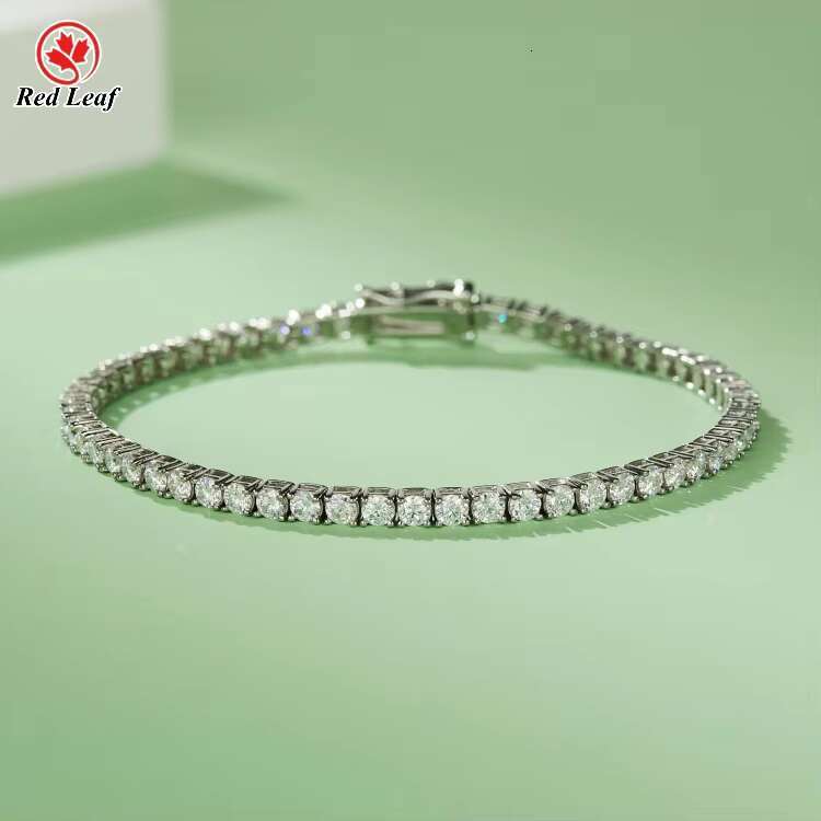 Redleaf 18K White Gold Plated 925 Sterling Silver Tennis Bracelet 3/4/5MM D Color VVS Moissanite 3/4/5MM D Color VVS Moissanite