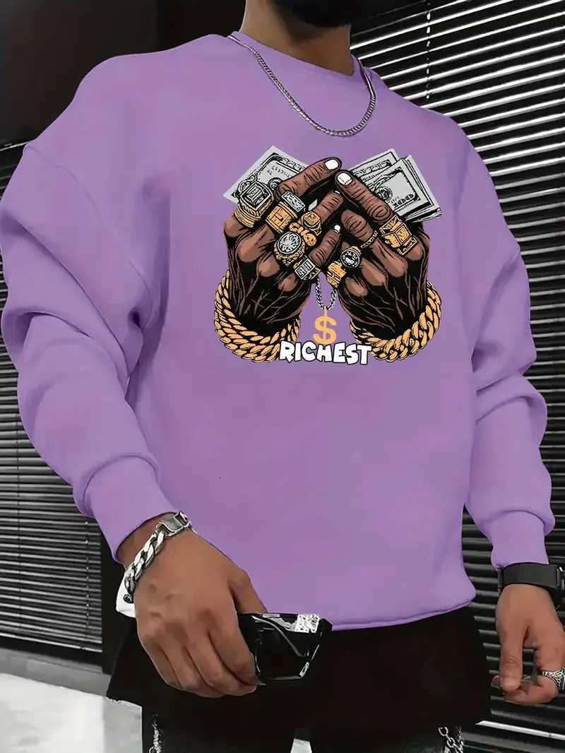 The new mens round-neck hoodie for Spring and Autumn 2025 features street fashion and soft 3D pattern printing W251106