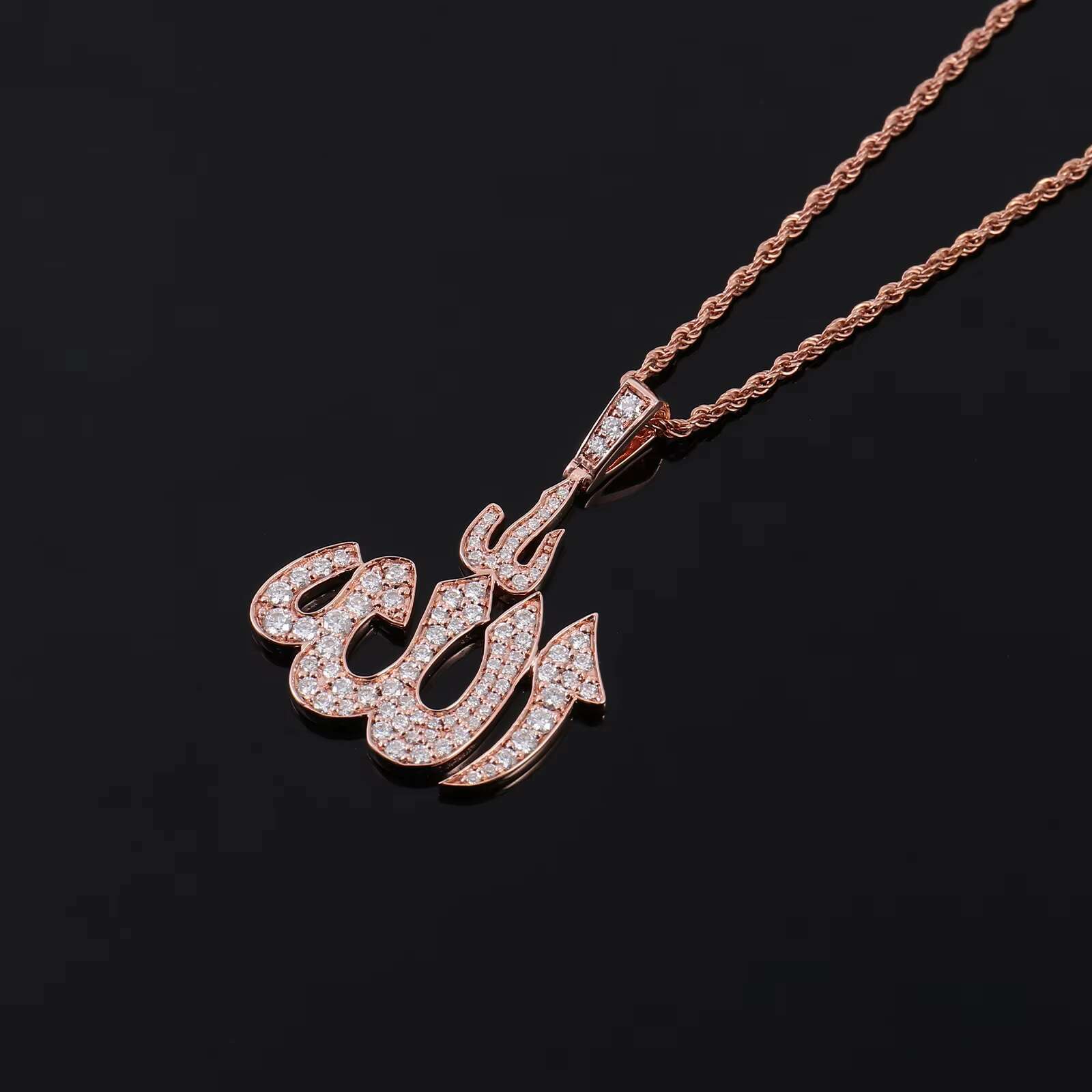 Wholesale Custom Moissanite Letters Pendant 925sterling Silver Plated Rose Gold Moissanite Pendant w for Hip Hop Styles Jewelry