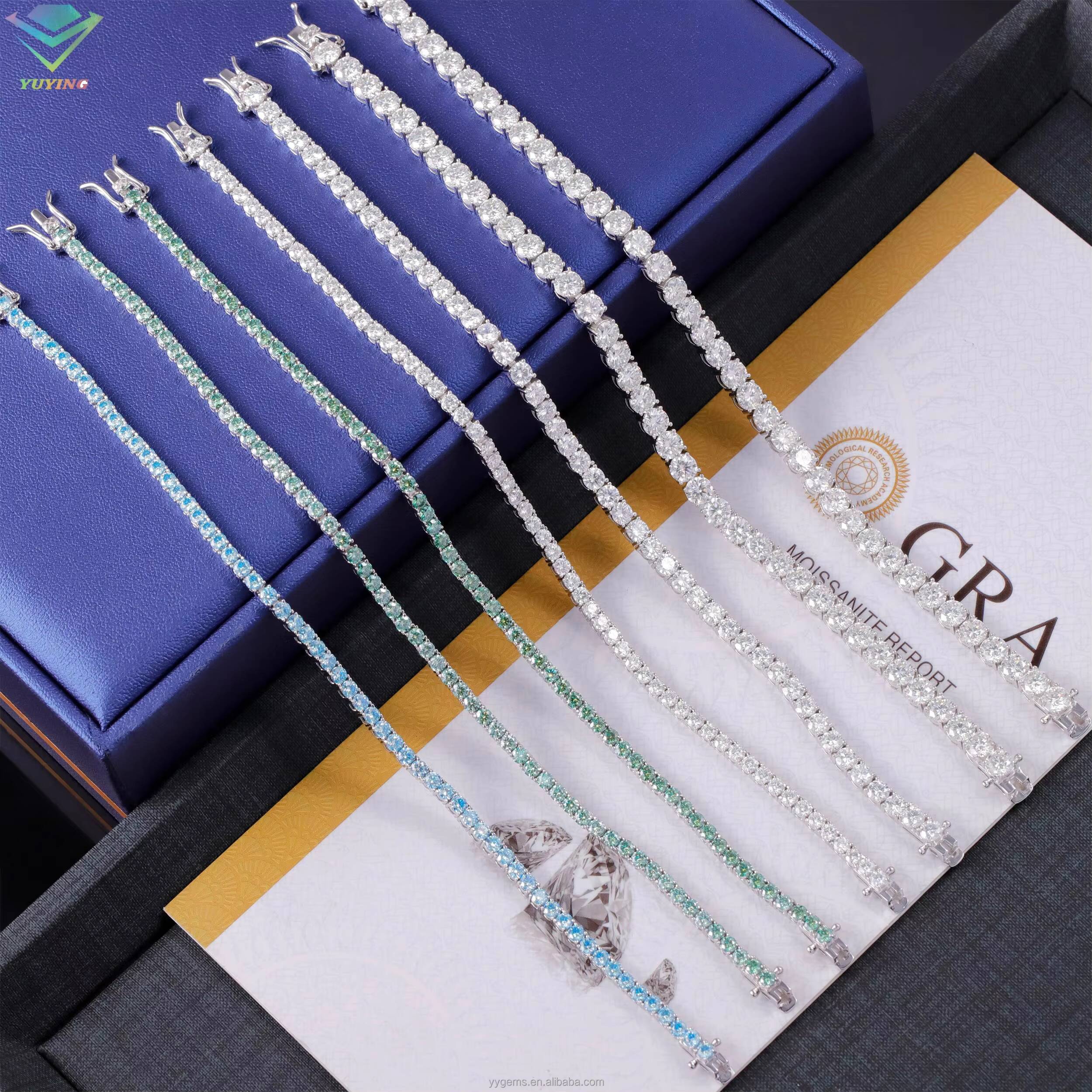 Factory Price Hip Hop 925 Silver VVS Moissanite Diamond Tennis Chain 2MM 3MM 4MM 5MM 65MM Necklace Bracelet Men Women Jewelry