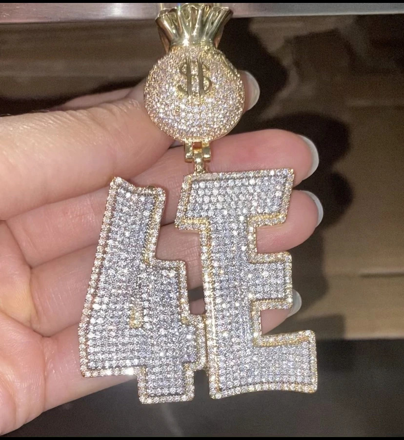 THE BLING KING Custom Double Layer Initial Letters Pendant Dollar Sign Money Bag Micro Paved Two ToneCZ NamePlate Hiphop Jewelry 251105