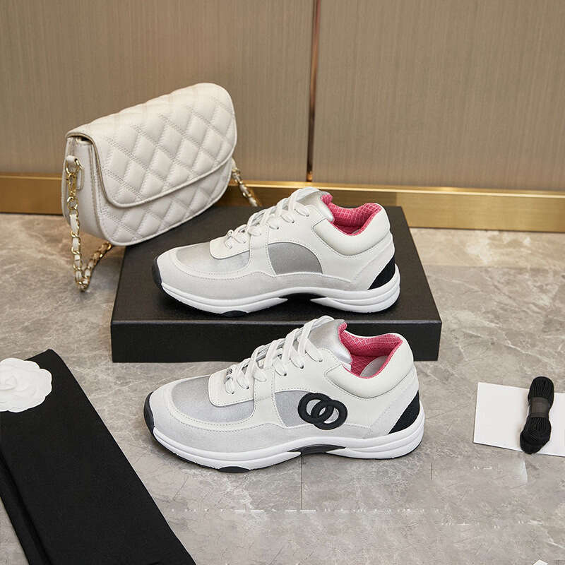 In Stock 2025 Chanel Style Paris Trend Running Sports Height Increasing Dad Shoes Thick Sole Mesh Casual