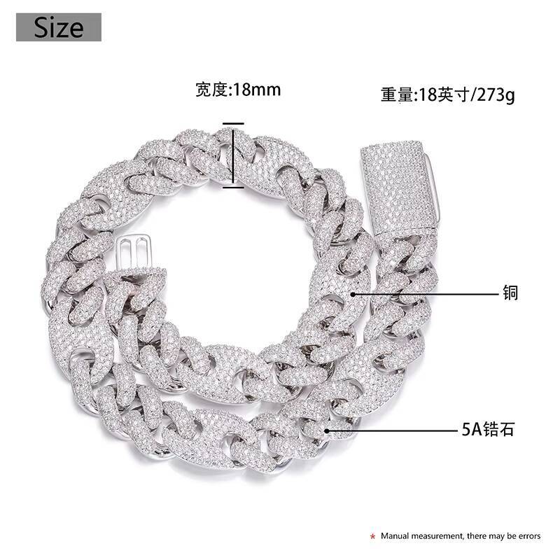 Hot Sale High Quality Luxury Jewelry Hip Hop Iced Out Moissanite/Moissanite Cuban Chain Necklace for Men and Women