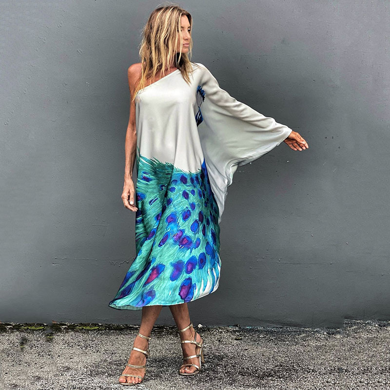 2025 Womens New Dress Sexy Beach Vacation Print Loose and Oversized Long Skirt