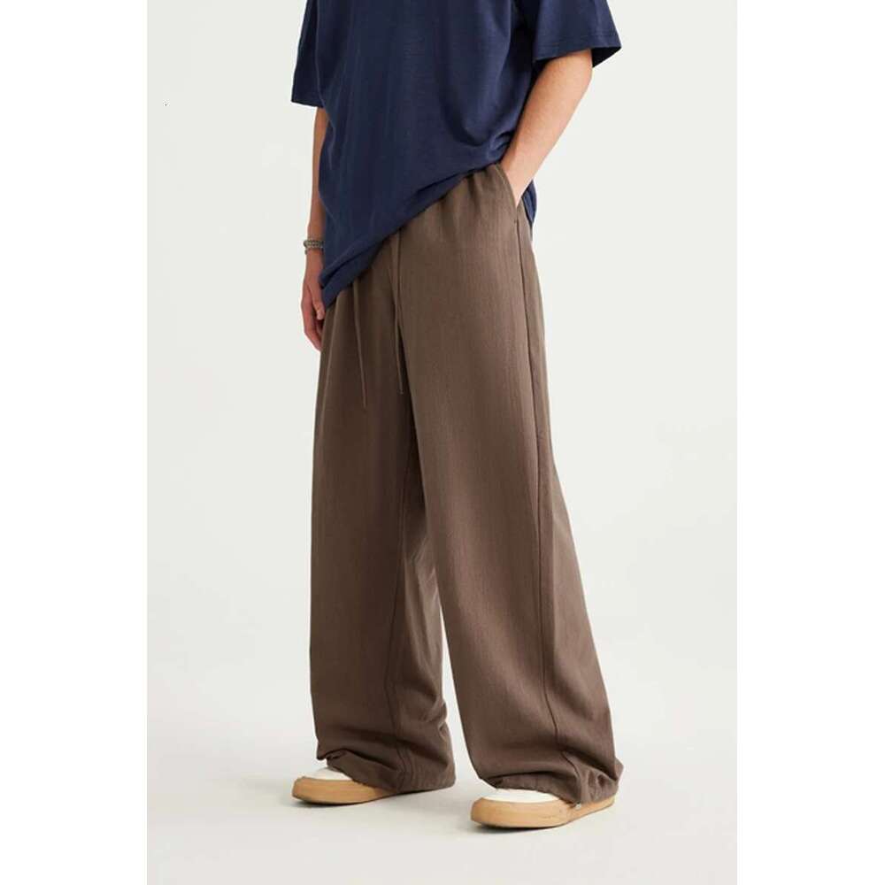 Bamboo Cotton En Wide Leg Pants Spring Summer All-Match Casual Mens Trousers