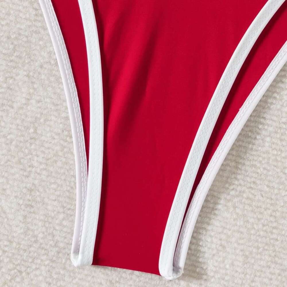 Sexy Red Women Swimsuit Halter Push Up Bra Thong 2025 Holiday Bikinis Sets Summer Bathing Suit Two Piece Swimwear