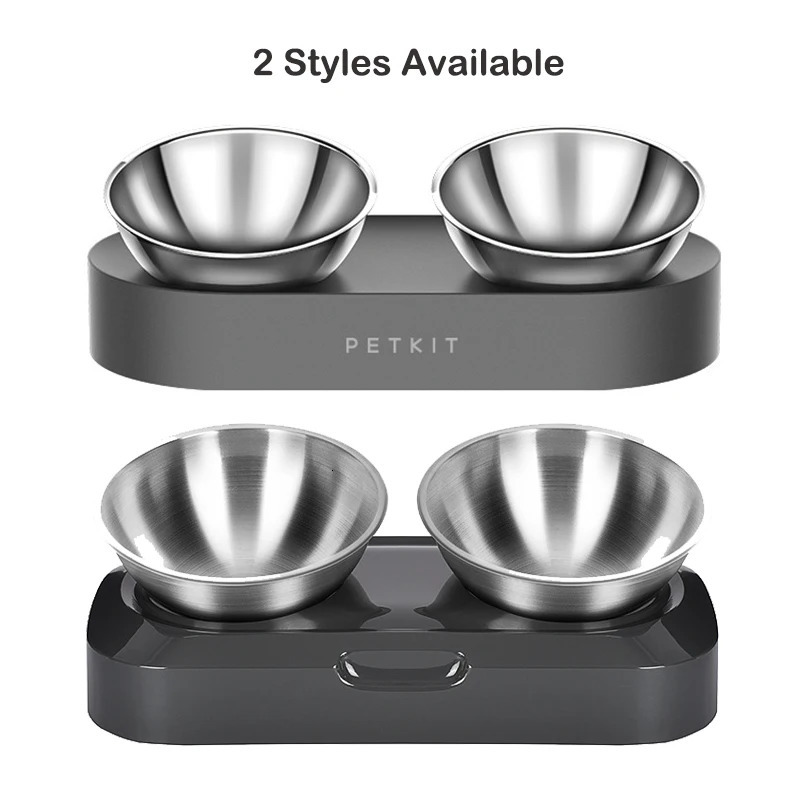stainless steel anti slip pet bowl dual feeder 15 degree adjustable water cup cat and dog bowl beverage bowl accessories 250403
