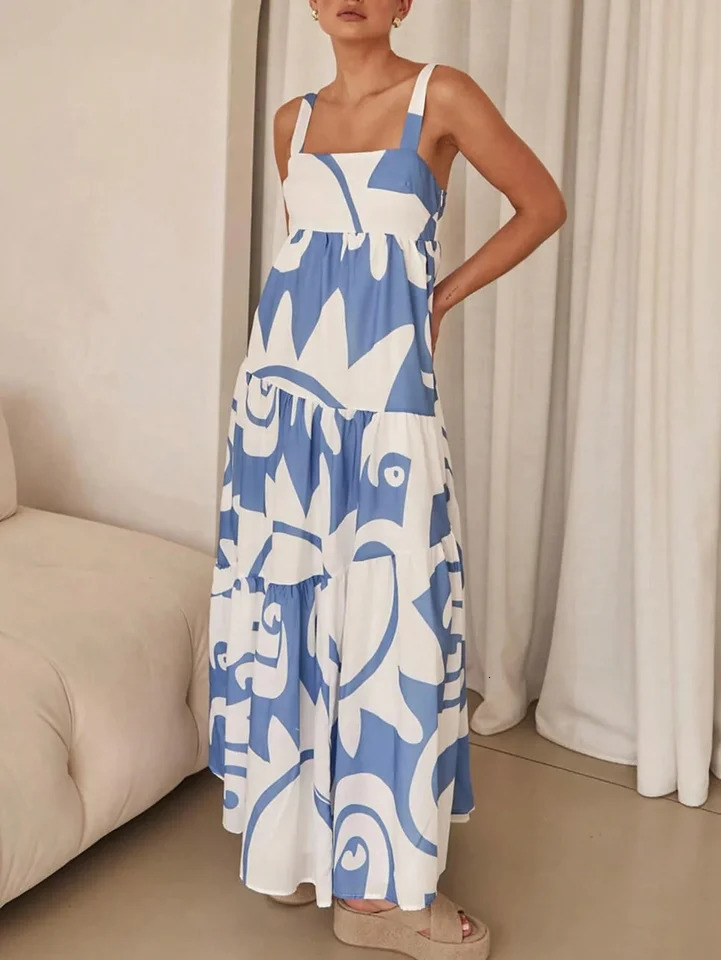 Ladies Spring/Summer Leisure Vacation Casual Printed Dress 250401