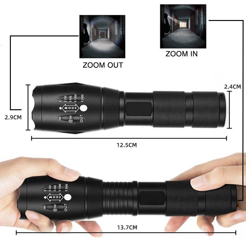 High Power Led Flashlights Camping Torch 5 Lighting Modes Aluminum Alloy Zoomable Light Waterproof Material Use 3 AAA BatteriesW251106