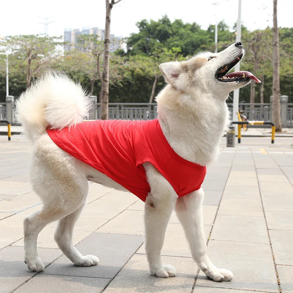 Oversized Sleeveless T-Shirt Big Dog Clothes Summer Cool Breathable Pet Clothes Pure Cotton Plain Vest Large Dog Pet Supplies 250402