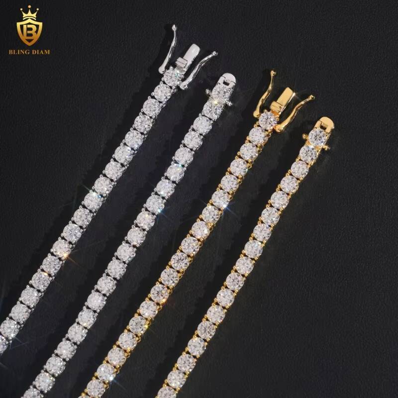 Hot Sale Pass Diamond Tester 4mm Iced Out Luxury Moissanite Diamond Tennis Necklace S925 Moissanite Chain Necklace Bracelet