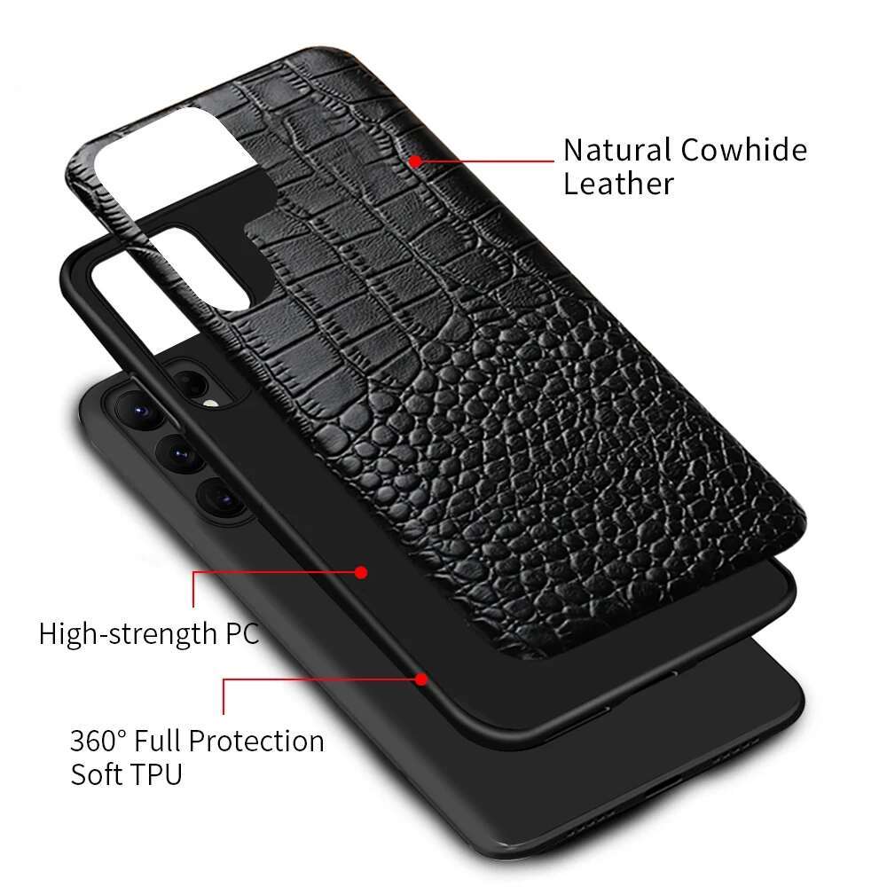 LANGSIDI Genuine Leather Phone Case for Samsung Galaxy S25 S24 S23 Ultra S22 Plus S21 FE S 24 25 A55 A54 5G Protector Back Cover
