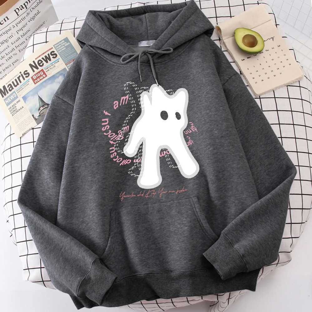Ghost Cat Funny Abstract Print Men Hoody Breathable Versatile Sweatshirt High-Quality Casual Hoodies Outdoor Loose Fittingtops W251106