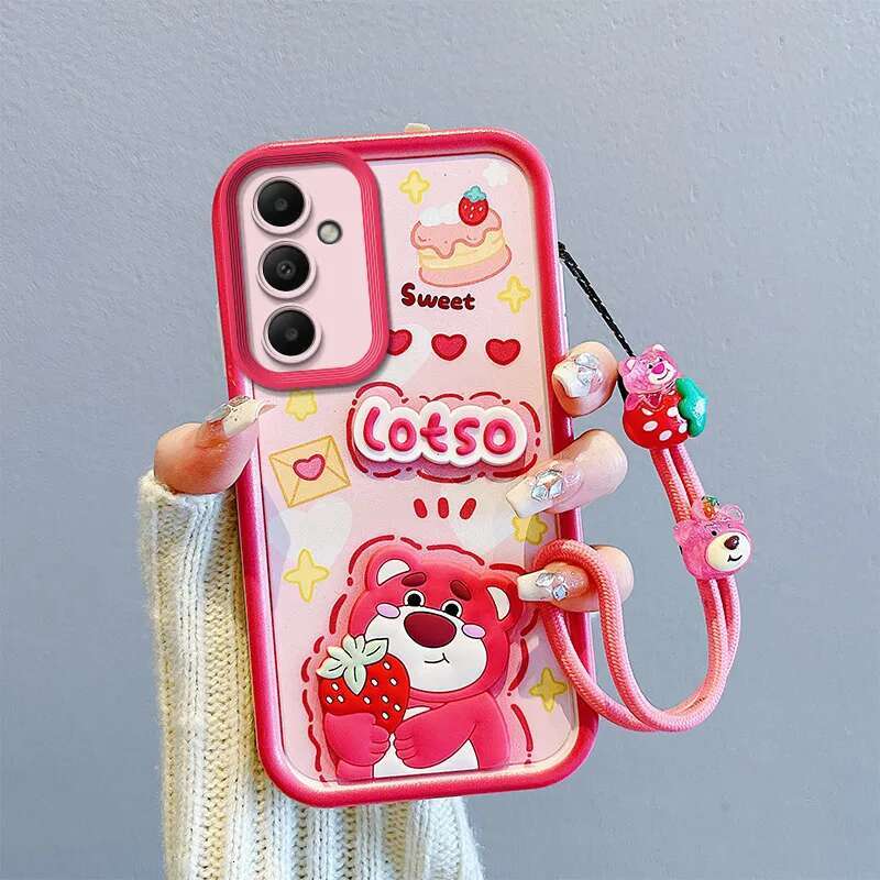 Lotso Phone Case For Samsung Galaxy A10S A31 A32 A33 A34 A35 A30 A50 A51 A52s A53 A54 A55 M12 M13 5G Kuromi Wrist Strap Cover