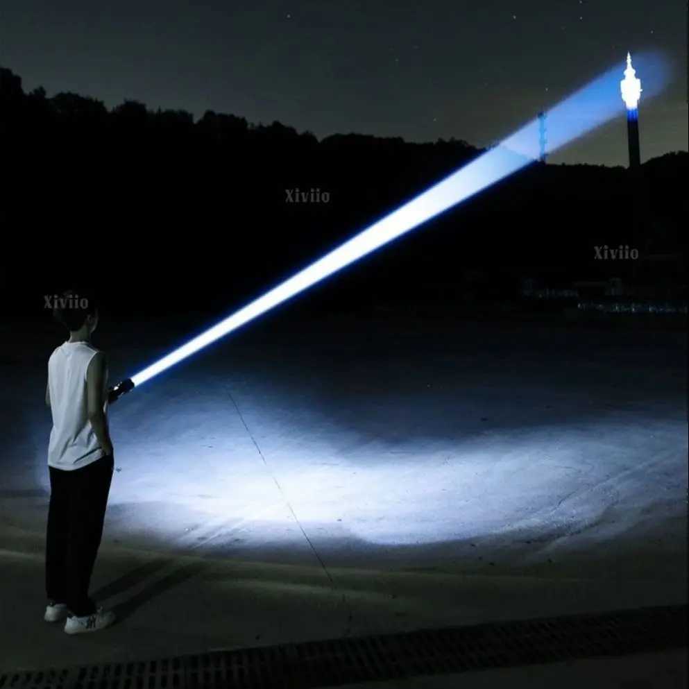 68000000LM Super Powerful LED Flashlights 15000mah Built-in Battery Rechargeable Torch Zoom 4km Strong Light Tactical FlashlightW251106