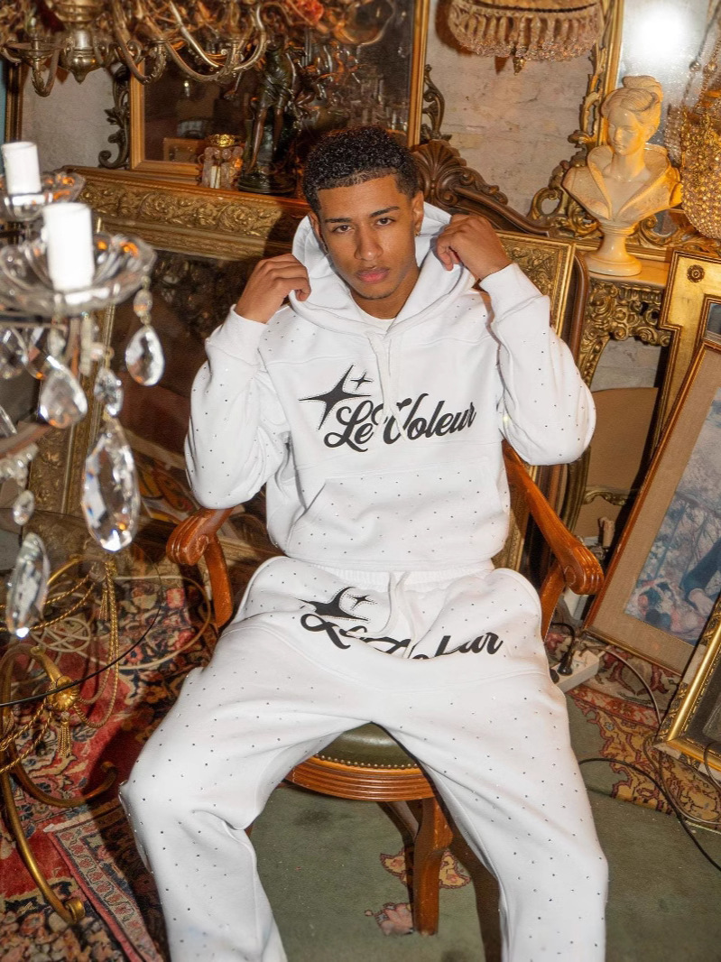 Men's tracksuit designer hoodie Sweatshirt Two Piece Set Men HipHop Letter Embroidered jacket Vintage Rhinestone Sequins sweatpants Oversize Stre