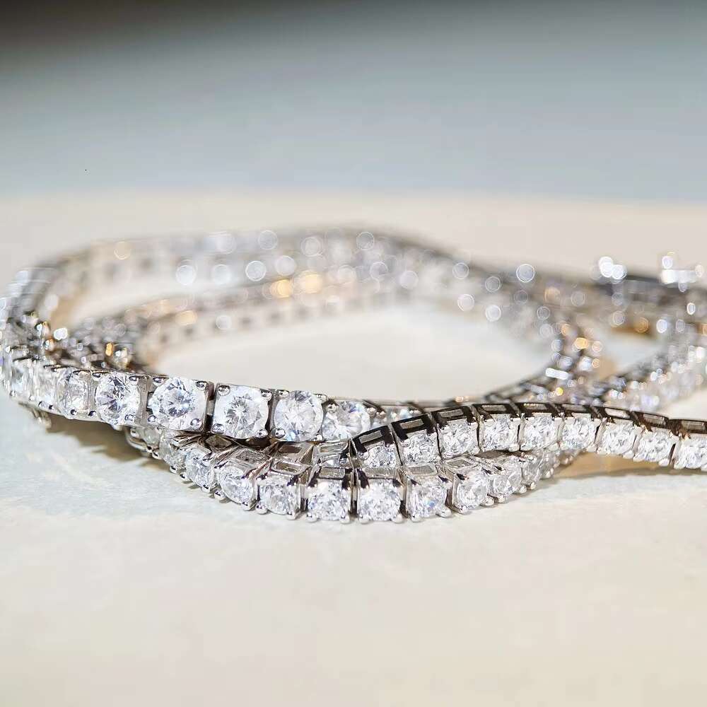 3M4M5M Tennis Chain 925 Sterling Silver Tennis Chain D Color Moissanite Chain Popular Moissanite Bracelet for Men and Women