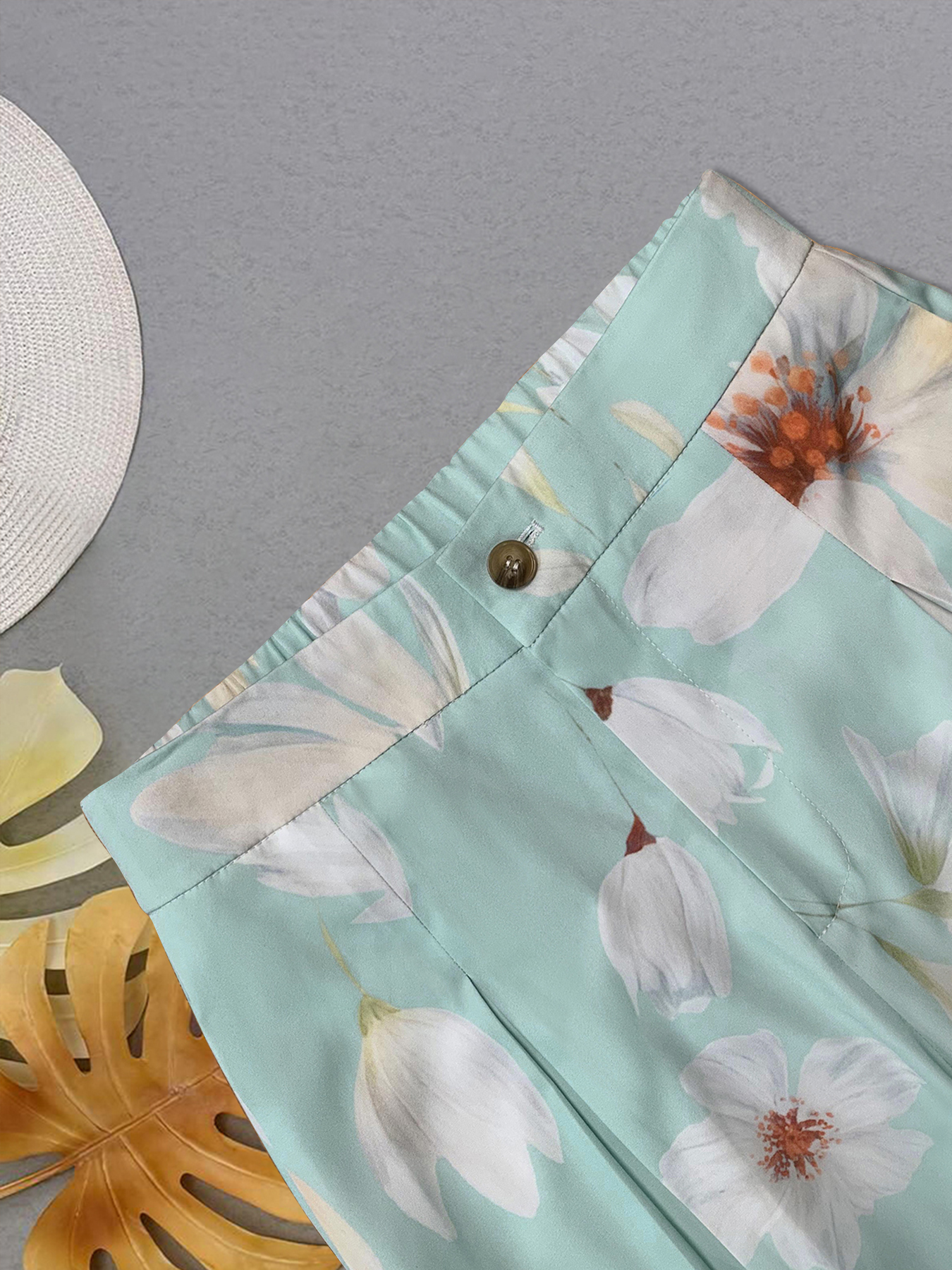 Chic Vacation Ready Fashion Accessory Elegant Feminine Polka Dot Garb Consisting of Flowy Bottoms Plus Trimmed Bustier---1774