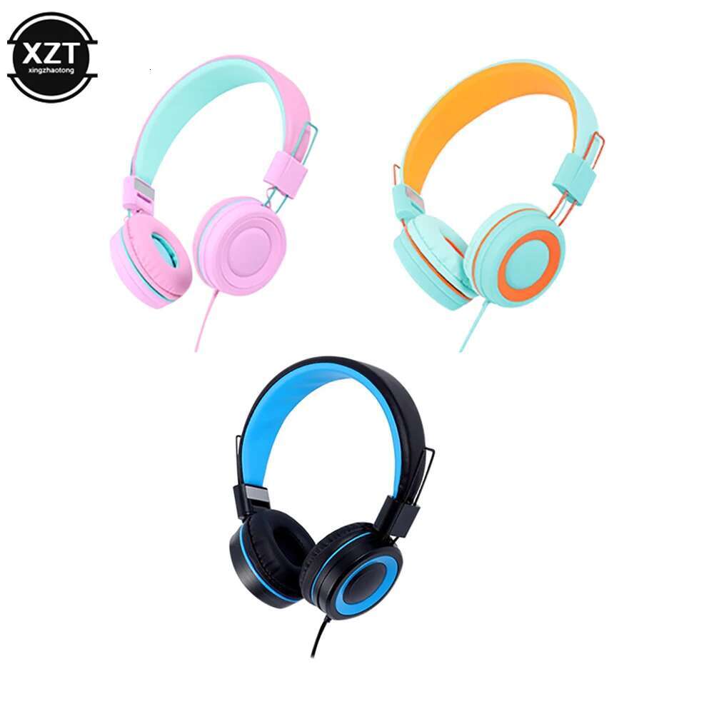 Kids Headphones 3.5mm Audio Jack Wired Earphone Foldable Stereo Headset With Mic for Girls Boys Gift One Learning Earbuds