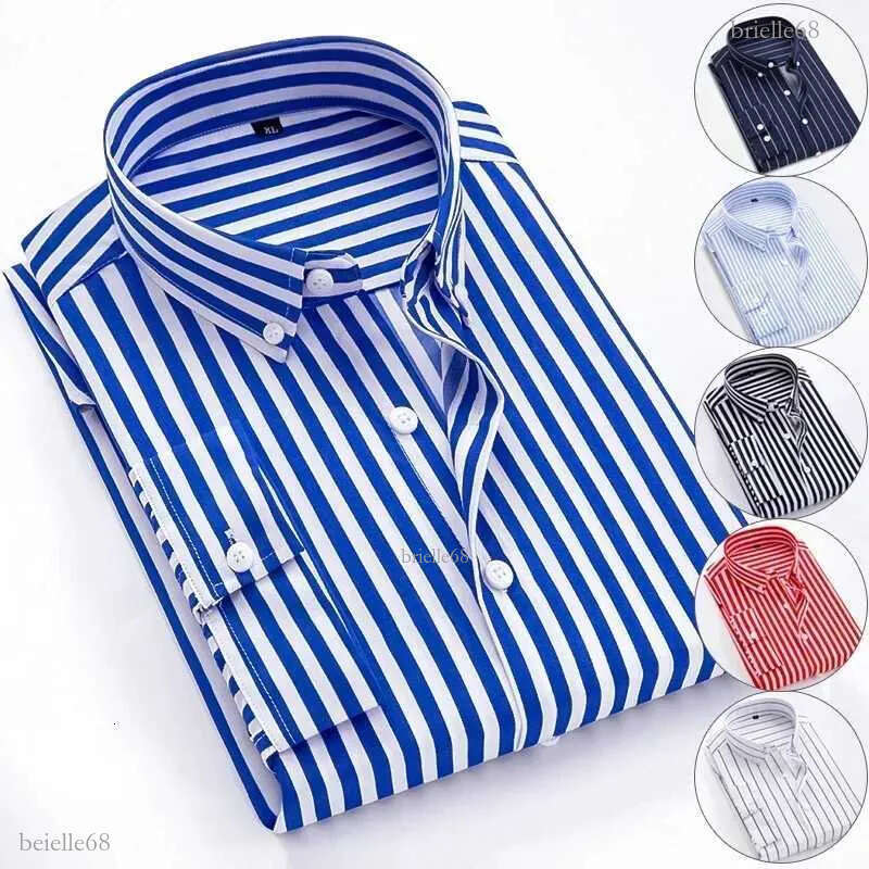 Classic mens long striped casual shirt slim fit mens cotton business formal shirt W241026