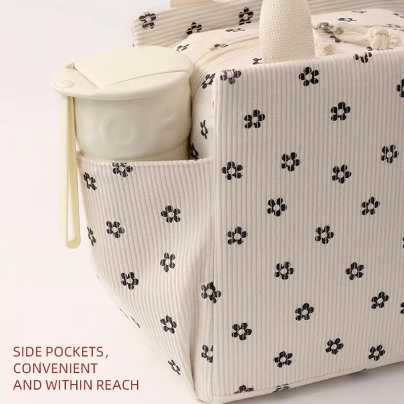 Corduroy lunch bag thermal insulated box storage multifunctional childrens school cooler picnic 250401