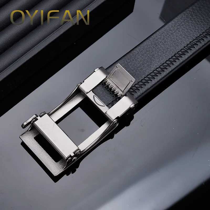 OYIFAN fashion men genuine leather belt automatic buckle adjustable ratchet belt jeans belt formal beltXJ251106