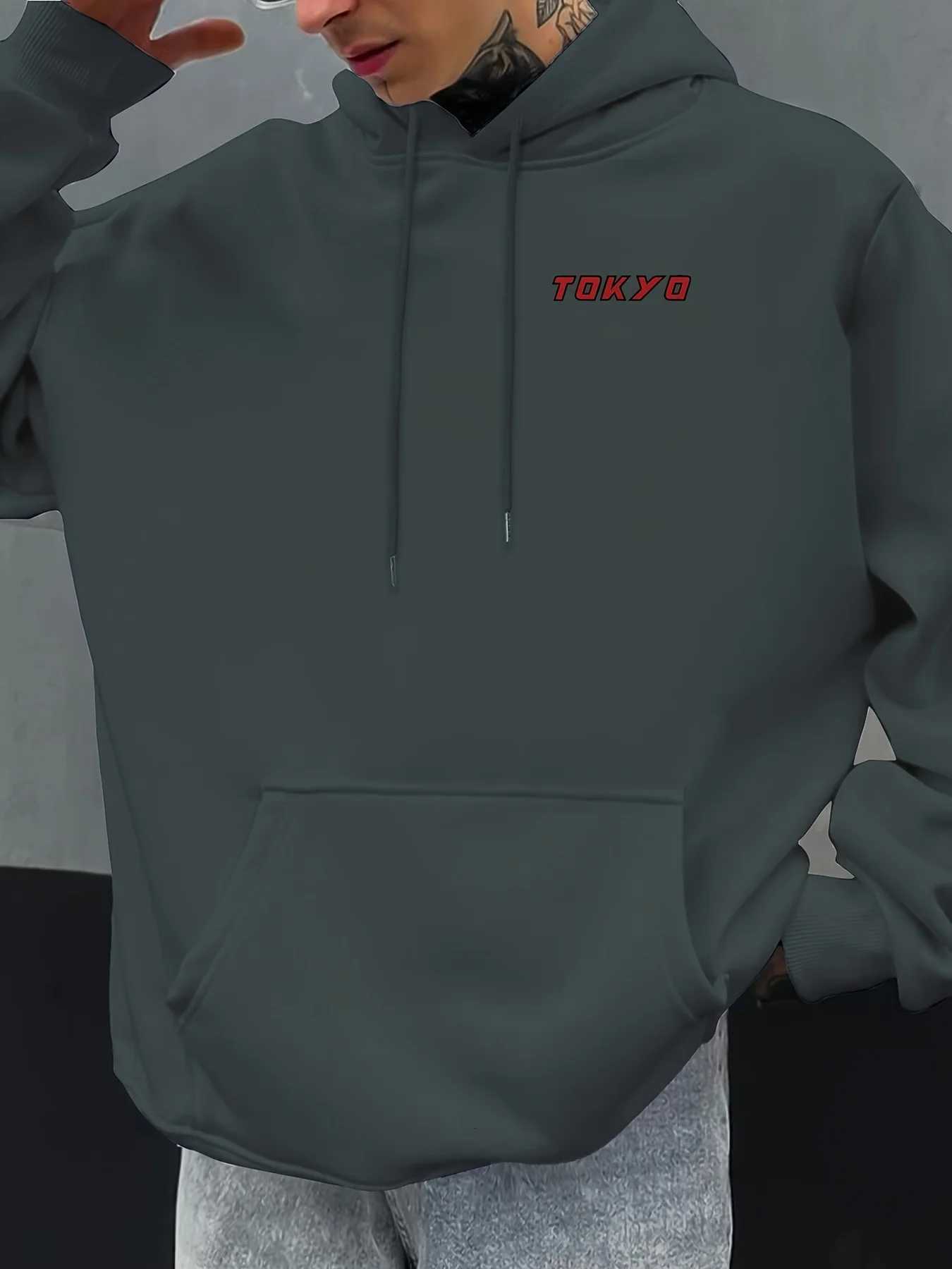 Fashionable autumn mens season letter print comfortable soft hooded sweatshirt outdoor street style versatile top W251106