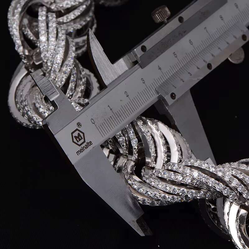 High-end Custom Jewelry Hip Hop 925 Sterling Silver Iced Out 30MM Moissanite Rope Chain Necklace for Men