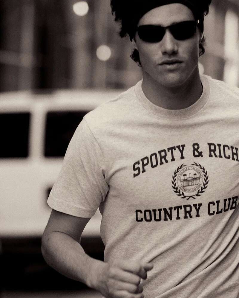 Spring And Summer New North American Niche Sporty&Rich Letter Printed Cotton Sports Women's Short Sleeved T-Shirt