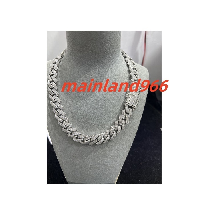VVS Moissanite Baguettes 925 Sterling Silver 18MM 24 Inch Cuban Chain