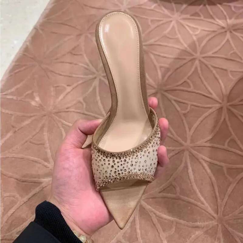 2025 New French Women's Summer Designer Outdoor Slippers with hot Stiletto High Heels, Pointed Toe Exposed Slippers1