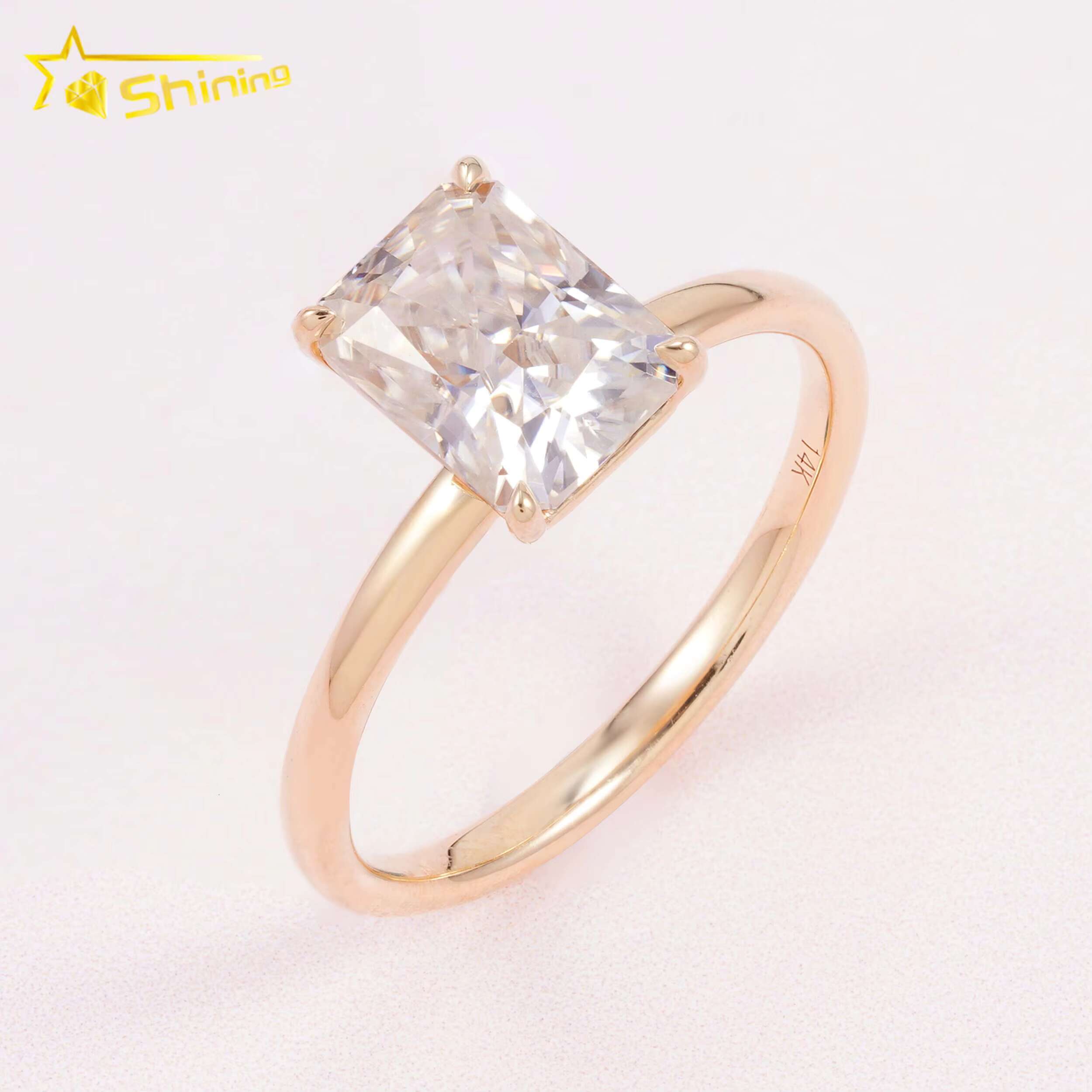 Fine Jewelry Fashion Design 14K Solid Yellow Gold Lab Grown Diamond Engagement Ring