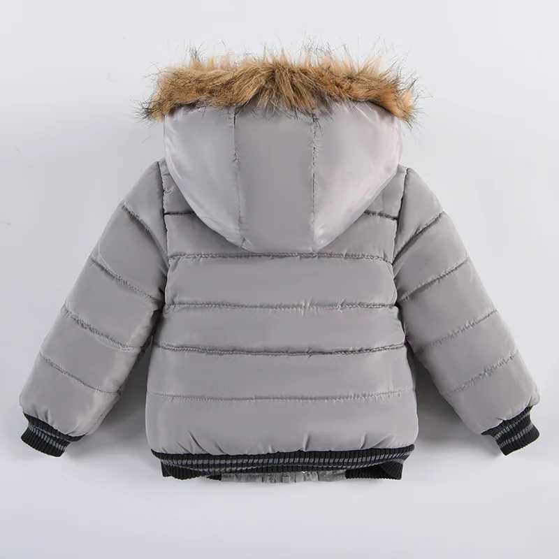 2025 Winter Children Warm Clothing Boys Down Jacket Baby Polyester Fiber Hooded Coat Thicken Outerwear Kids Solid Color ParkaT251106