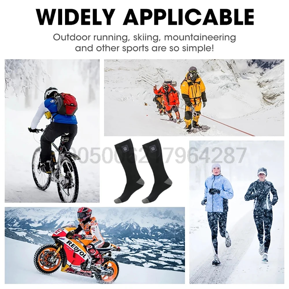 Winter Heating Socks With Battery Box Rechargeable Anti-Cold Men Thermal Heated Foot Warmer Outdoor Camping Ski Sports Wnter 251105
