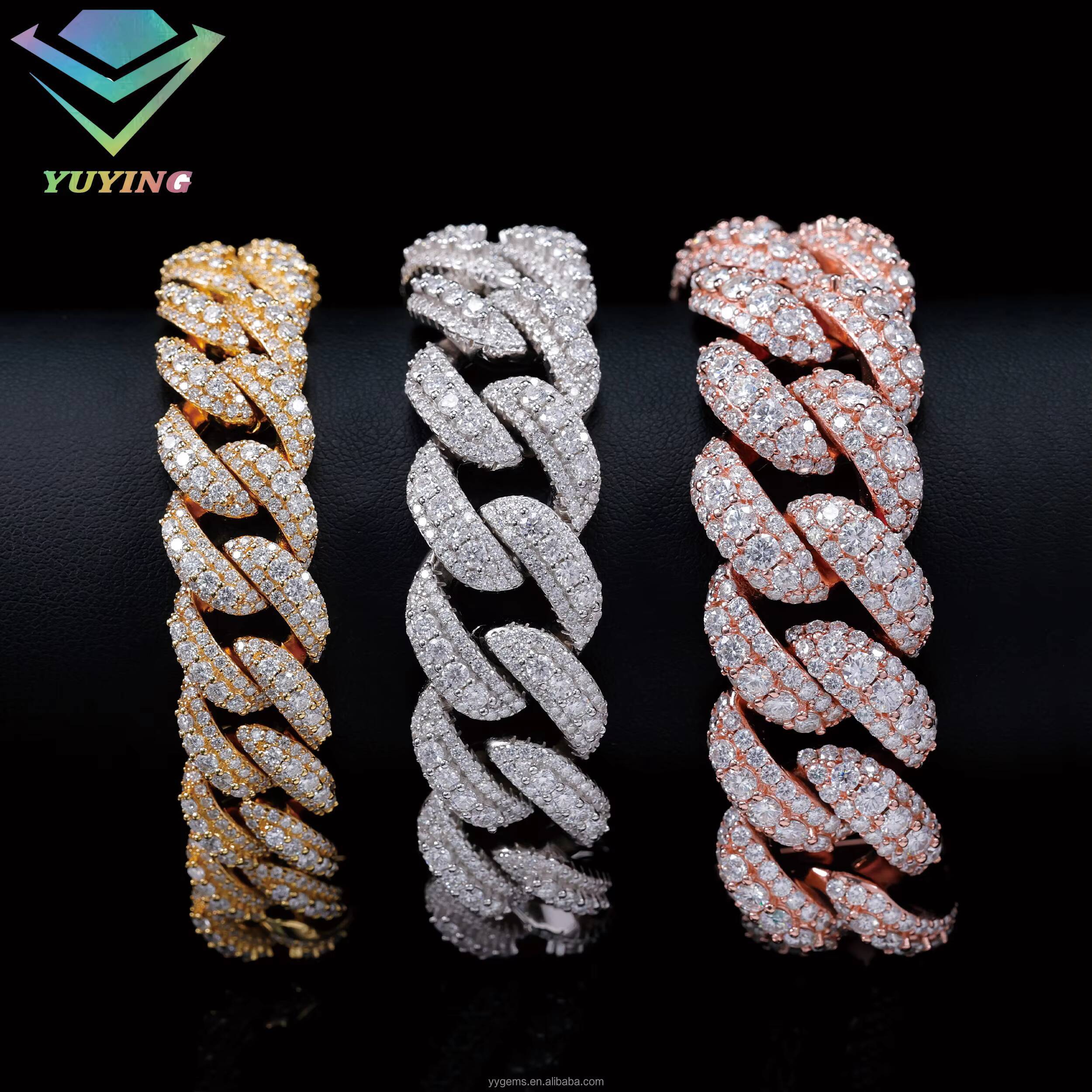 VVS Mossanite Cuban Bracelet Fine Jewelry 14mm-22mm Wide S925 Silver GRA Moissanite Bracelet Iced Out Diamond Cuban Bracelet