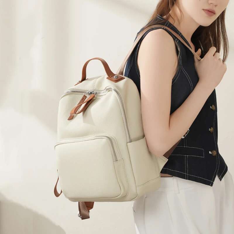 Hifashion 100% Cowhide Genuine Leather Backpack For Women 2025 Trend Designer Soft Travel Work Daypack Teenage Girls School Bags