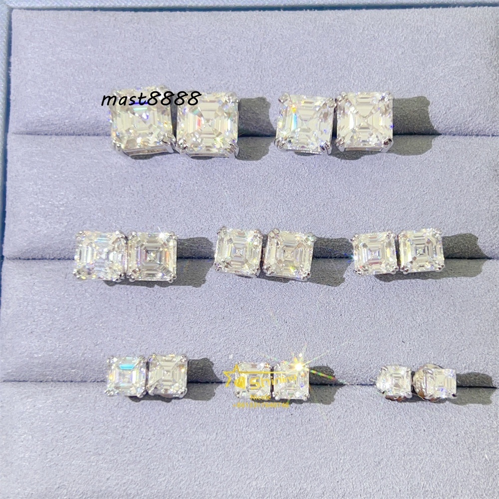 Hot Selling Product in Stock Drop Shipping 1ct 2ct 925 Silver Moissanite Mens Earrings
