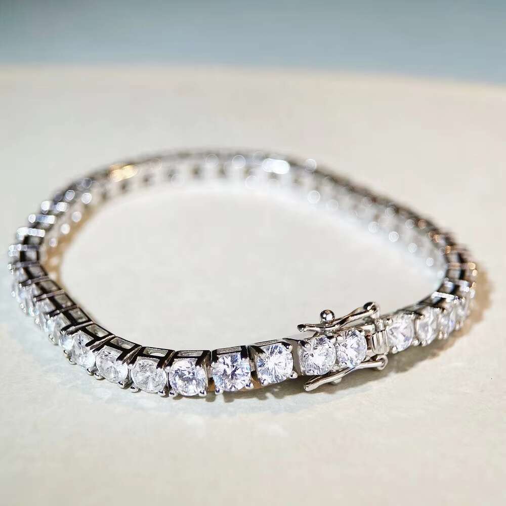 3M4M5M Tennis Chain 925 Sterling Silver Tennis Chain D Color Moissanite Chain Popular Moissanite Bracelet for Men and Women