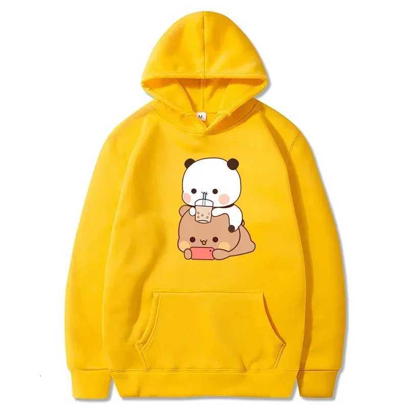 Bubu And Dudu Drink Bubble Tea Print Women Hoodie Kawaii Female Sweatshirt Harajuku Loose Long Sleeve Clothes W251106