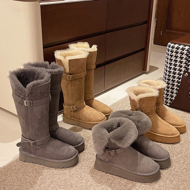 Free shipping winter thigh-high stylish and versatile snow boots, two-wear Korean-style women's winter snow boots with fleece and thickened warmth, cotton boots