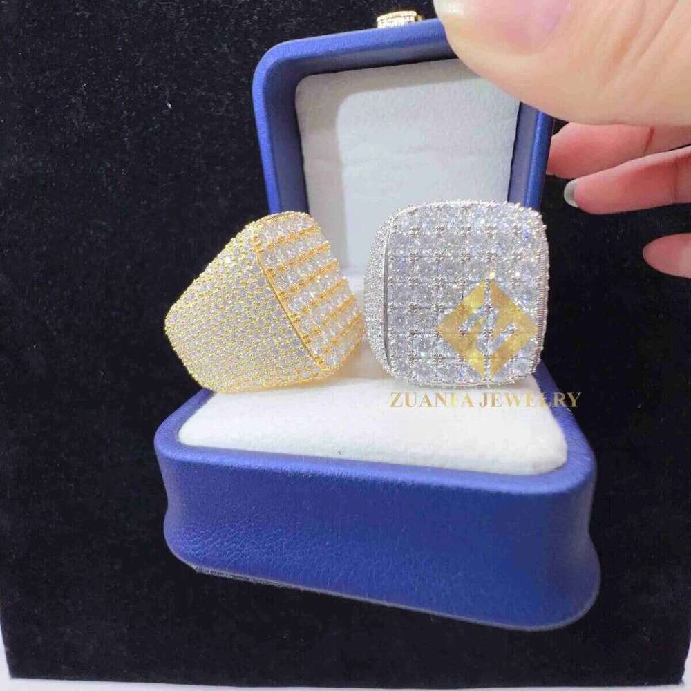 VVS Shape Men's Hip Hop Ring Featuring Sier Pyroxene Gemstone - Made by Indian Artisans