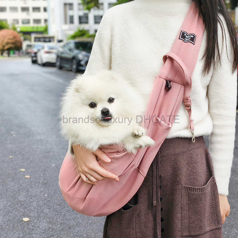Pet supplies crossbody pet bag mesh cat bag dog outdoor portable shoulder bag waffle