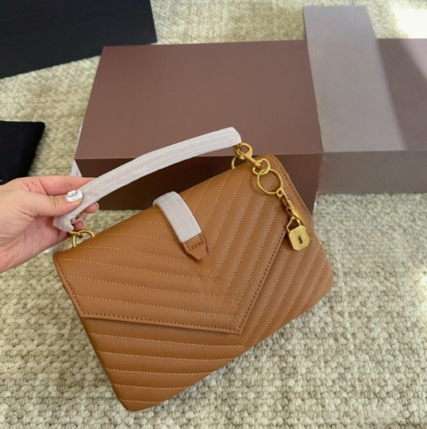 High Quality College Messenger Bag Fashion designer Luxury bags Leather matte leather Suede Messenger Bag Chain should cross body Classic flip Women MM 24x15cm