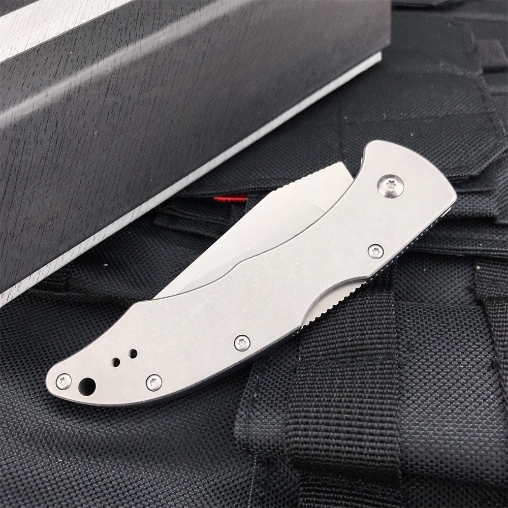 Model 10402-1 PIKA II 420 Steel Pocket Folding Knife- D2 PLAIN Edge Blade Portable Outdoor Tactical Hunting EDC Cutting Tools Self defense Rescue Kniv