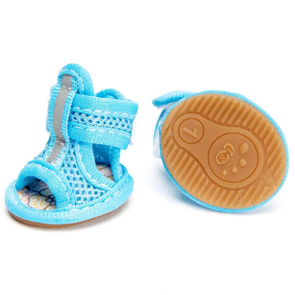 Summer Dog Shoes Breathable Mesh Puppy Pet Dog Shoes For Small Dogs Cats Cute Anti-Slip Chihuahua Pug Sandals Shoe Candy Colors 250402