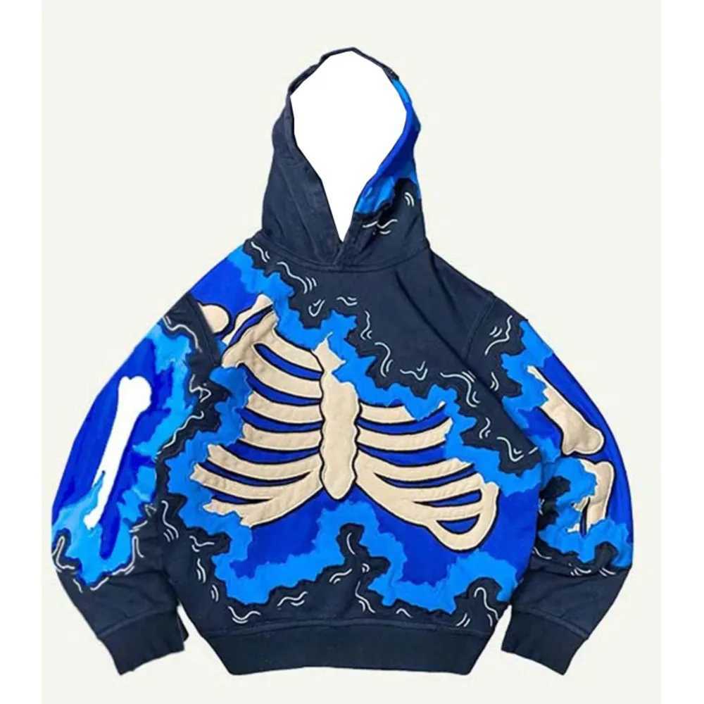 New Trendy mens Hoodie With 3D Skeleton Style Pattern design Novel Long Sleeved Hoodie With Pockets For Daily Wear W251106