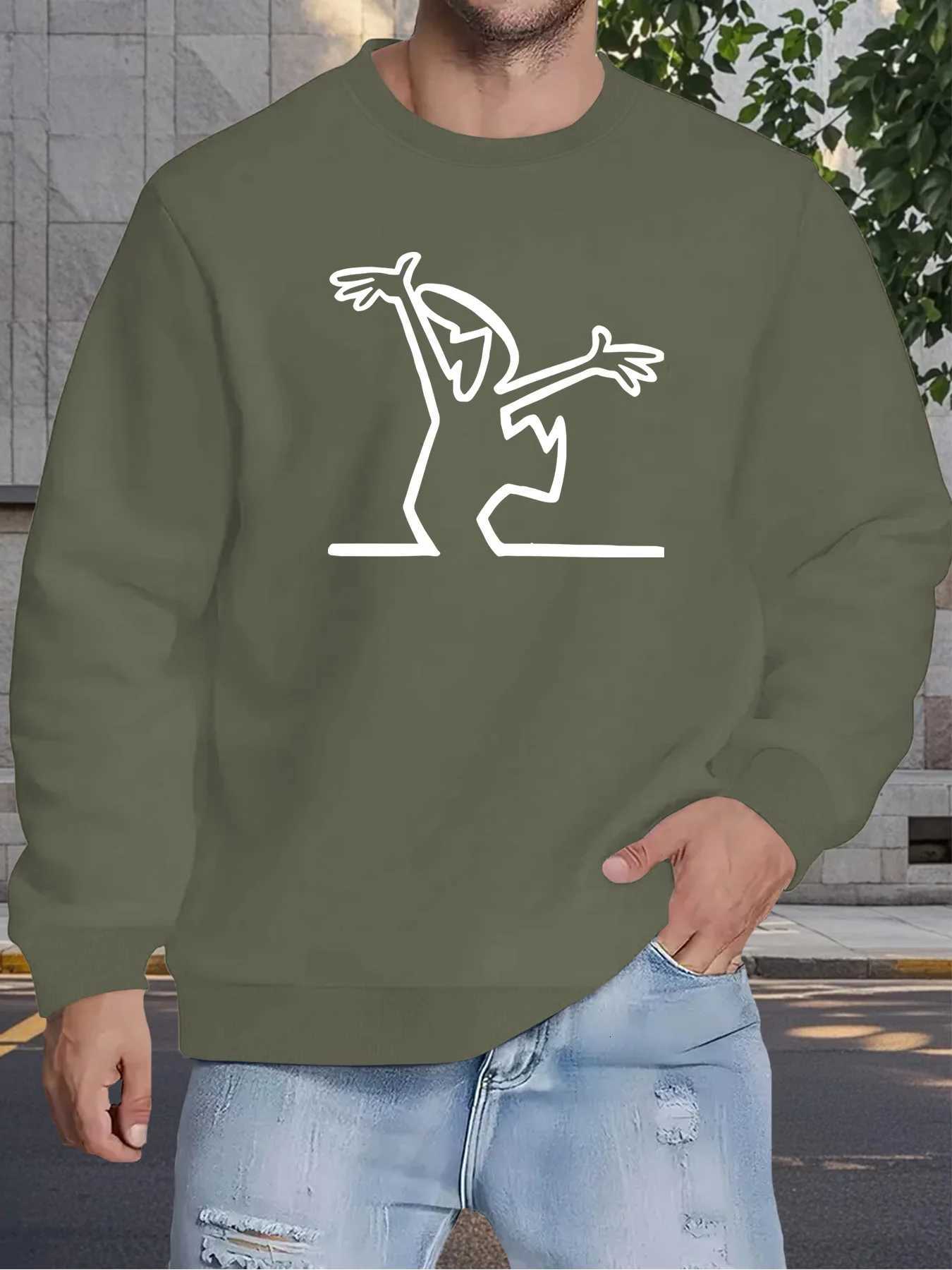 The new mens round-neck sweatshirt for Spring and Autumn 2025 is casual fashionable and comfortable with 3D pattern printing W251106